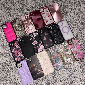 Apple Black and Pink Floral Phone Case